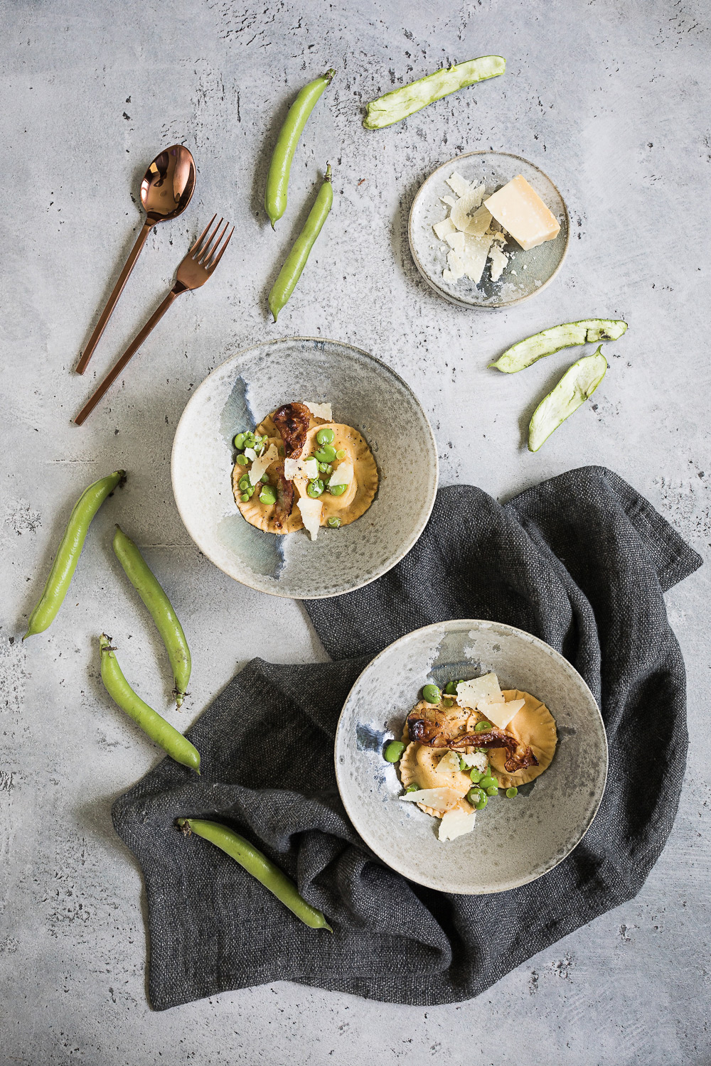 Ravioli mit Käsefüllung, Bohnen und Speck | seelenschmeichelei.de